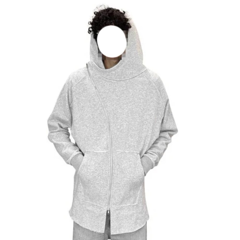 NWT JLUX LABEL MENS ASYMMETRIC GRAY ZIP-UP HOODIE SWEATSHIRT JACKET - Picture 5 of 10